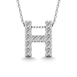 Diamond 1/8 Ct.Tw. Letter H Pendant in 14K White Gold" - Larson Jewelers