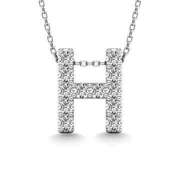 Diamond 1/8 Ct.Tw. Letter H Pendant in 14K White Gold" - Larson Jewelers
