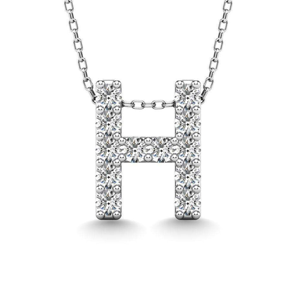Diamond 1/8 Ct.Tw. Letter H Pendant in 14K White Gold" - Larson Jewelers