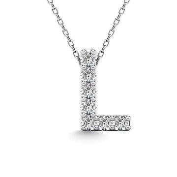 Diamond 1/20 Ct.Tw. Letter L Pendant in 14K White Gold" - Larson Jewelers