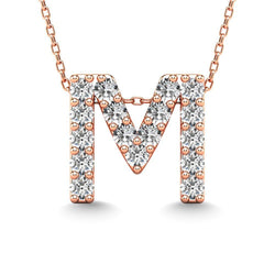 Diamond 1/6 Ct.Tw. Letter M Pendant in 14K Rose Gold" - Larson Jewelers