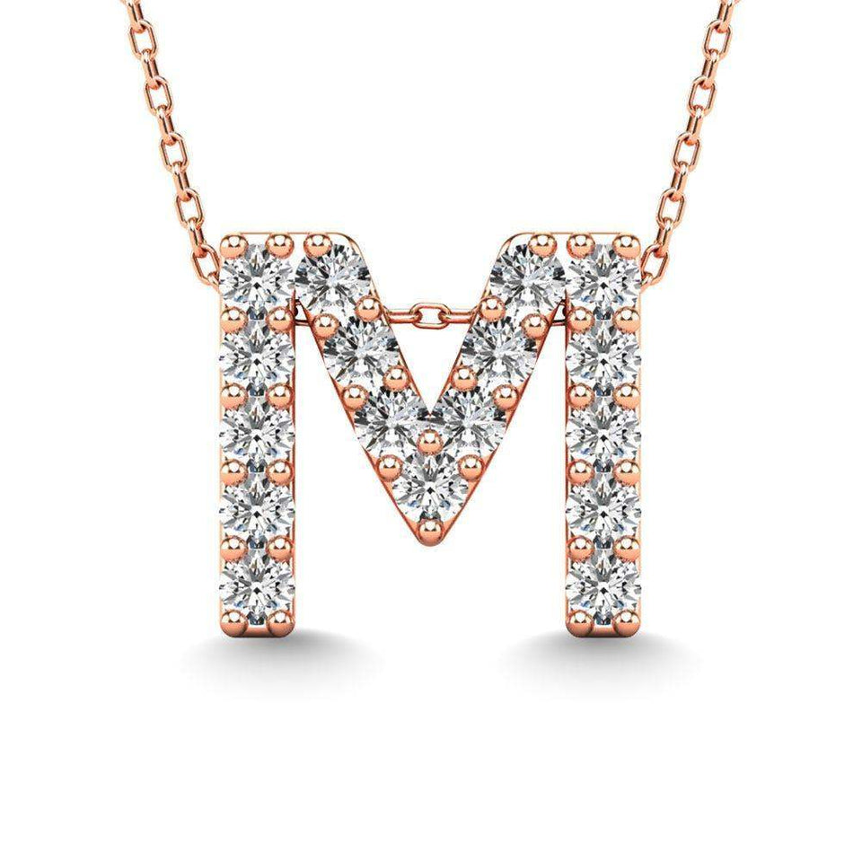 Diamond 1/6 Ct.Tw. Letter M Pendant in 14K Rose Gold" - Larson Jewelers