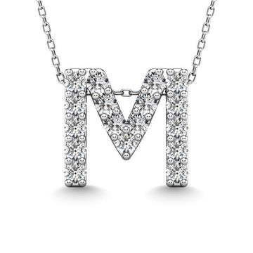 Diamond 1/6 Ct.Tw. Letter M Pendant in 14K White Gold" - Larson Jewelers