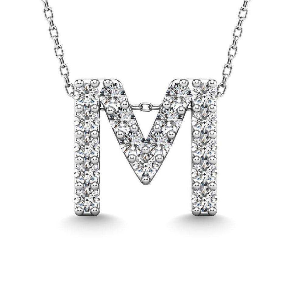 Diamond 1/6 Ct.Tw. Letter M Pendant in 14K White Gold" - Larson Jewelers