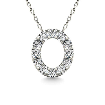 Diamond 1/8 Ct.Tw. Letter O Pendant in 14K White Gold" - Larson Jewelers
