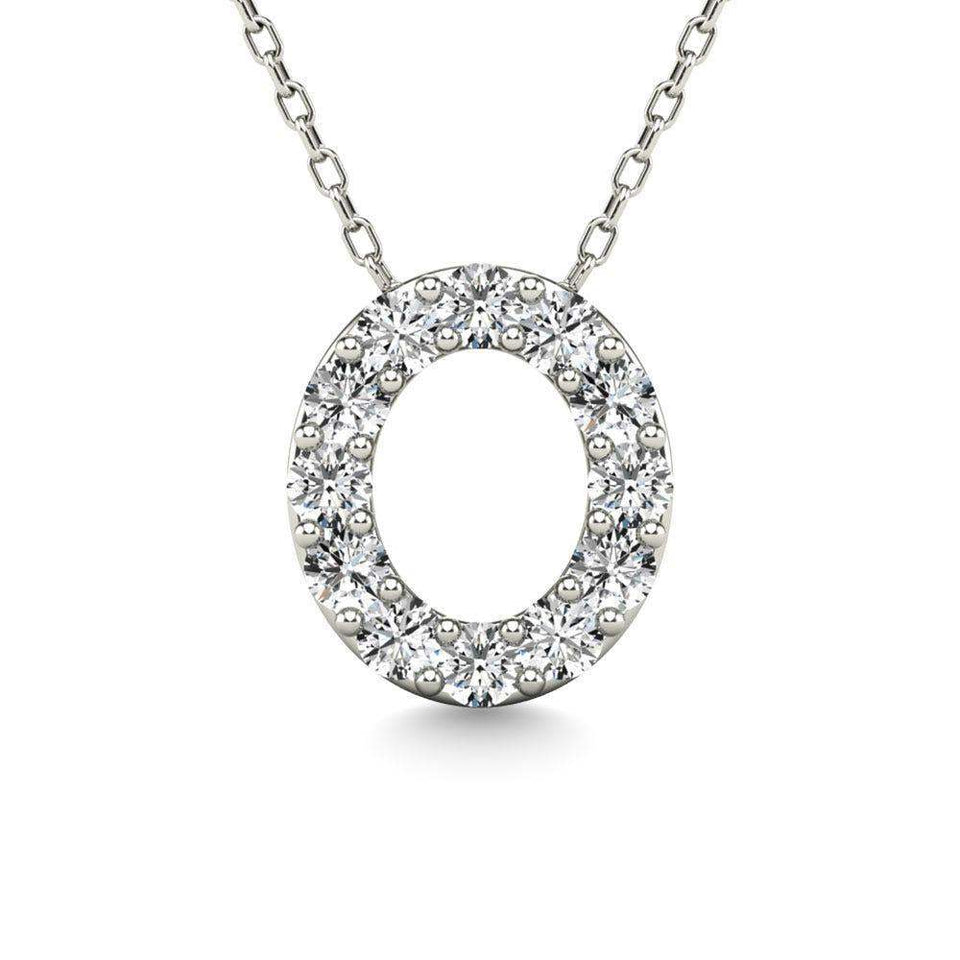 Diamond 1/8 Ct.Tw. Letter O Pendant in 14K White Gold" - Larson Jewelers