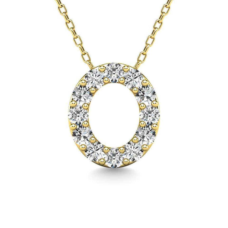 Diamond 1/8 Ct.Tw. Letter O Pendant in 14K Yellow Gold" - Larson Jewelers