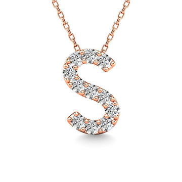 Diamond 1/10 Ct.Tw. Letter S Pendant in 14K Rose Gold" - Larson Jewelers
