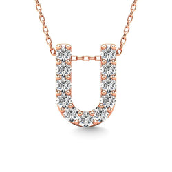 Diamond 1/10 Ct.Tw. Letter U Pendant in 14K Rose Gold" - Larson Jewelers