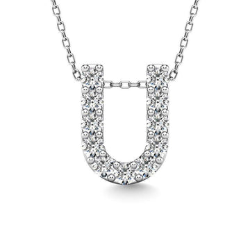 Diamond 1/10 Ct.Tw. Letter U Pendant in 14K White Gold" - Larson Jewelers