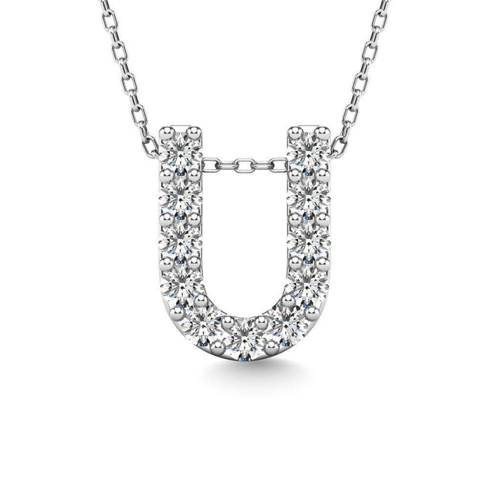 Diamond 1/10 Ct.Tw. Letter U Pendant in 14K White Gold" - Larson Jewelers