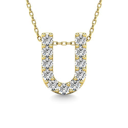 Diamond 1/10 Ct.Tw. Letter U Pendant in 14K Yellow Gold" - Larson Jewelers