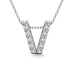 Diamond 1/10 Ct.Tw. Letter V Pendant in 14K White Gold" - Larson Jewelers