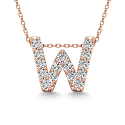 Diamond 1/6 Ct.Tw. Letter W Pendant in 14K Rose Gold" - Larson Jewelers