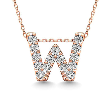 Diamond 1/6 Ct.Tw. Letter W Pendant in 14K Rose Gold" - Larson Jewelers