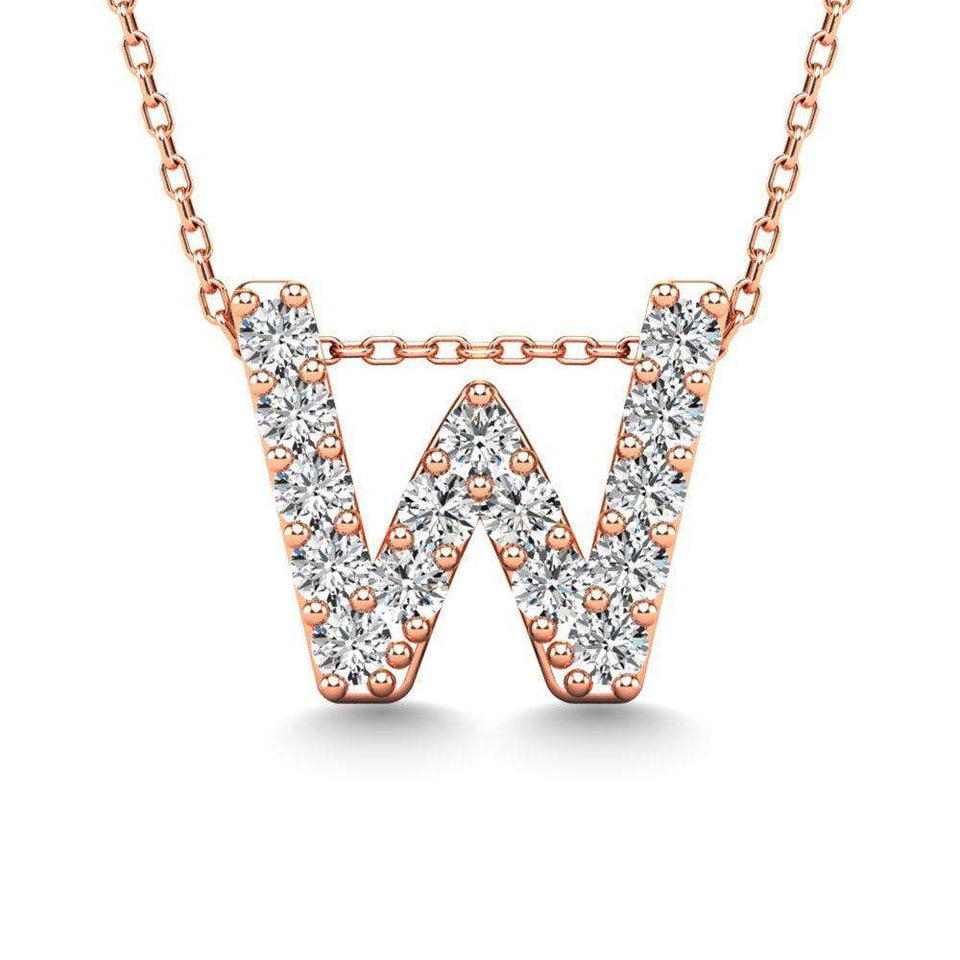Diamond 1/6 Ct.Tw. Letter W Pendant in 14K Rose Gold" - Larson Jewelers
