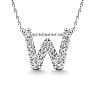Diamond 1/6 Ct.Tw. Letter W Pendant in 14K White Gold" - Larson Jewelers