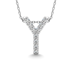 Diamond 1/10 Ct.Tw. Letter Y Pendant in 14K White Gold" - Larson Jewelers