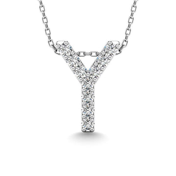 Diamond 1/10 Ct.Tw. Letter Y Pendant in 14K White Gold" - Larson Jewelers