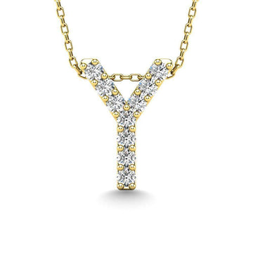 Diamond 1/10 Ct.Tw. Letter Y Pendant in 14K Yellow Gold" - Larson Jewelers