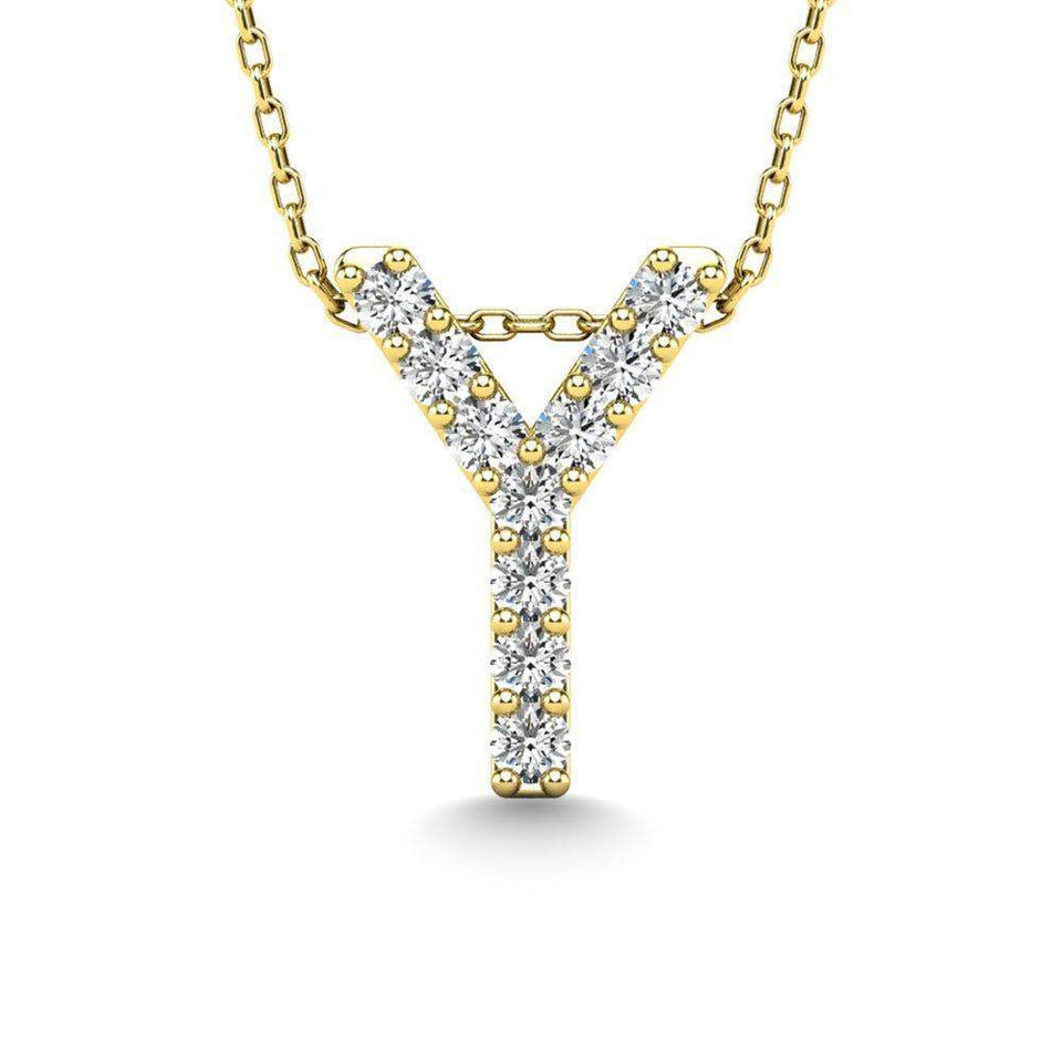 Diamond 1/10 Ct.Tw. Letter Y Pendant in 14K Yellow Gold" - Larson Jewelers