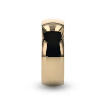 VANNA Traditional Domed Gold Plated Titanium Wedding Ring, 8mm width, front view highlighting domed profile and reflective gold tone