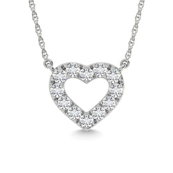 Diamond 1/20 Ct.Tw. Heart Pendant in 10K White Gold - Larson Jewelers
