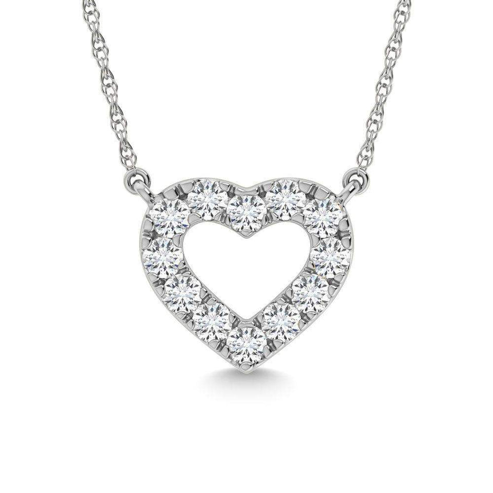Diamond 1/20 Ct.Tw. Heart Pendant in 10K White Gold - Larson Jewelers