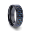 ZAYDEN Black Titanium Ring with Blue & Black Carbon Fiber Inlay and Bevels - 8mm - Larson Jewelers