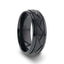 JAX Domed Black Titanium Ring with Brushed Cross Alternating Diagonal Cuts Pattern - 8mm - Larson Jewelers