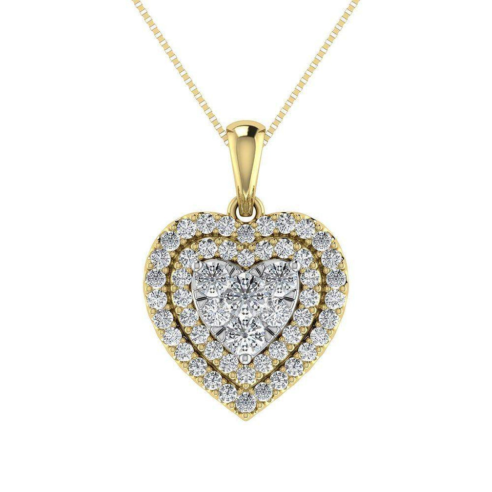 Diamond 3/4 Ct.Tw. Heart Pendant in 10K Yellow Gold - Larson Jewelers