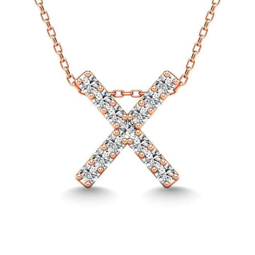 Diamond 1/8 Ct.Tw. Letter X Pendant in 14K Rose Gold" - Larson Jewelers