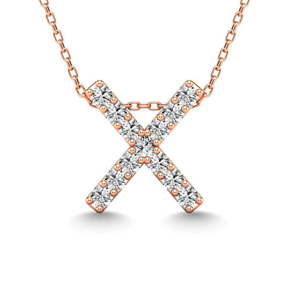 Diamond 1/8 Ct.Tw. Letter X Pendant in 14K Rose Gold" - Larson Jewelers