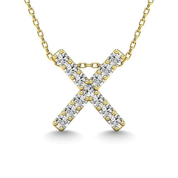 Diamond 1/8 Ct.Tw. Letter X Pendant in 14K Yellow Gold" - Larson Jewelers