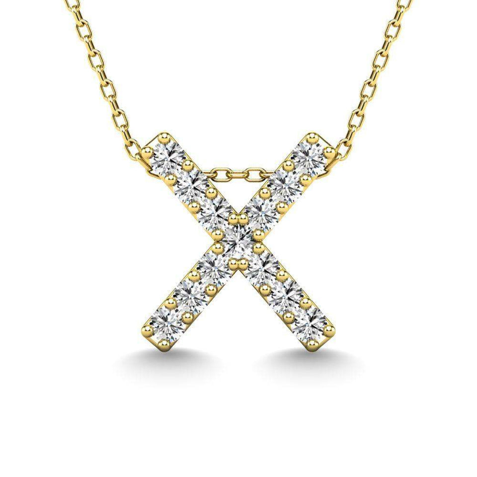 Diamond 1/8 Ct.Tw. Letter X Pendant in 14K Yellow Gold" - Larson Jewelers