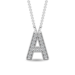 Diamond 1/20 Ct.Tw. Letter A Pendant in 10K White Gold - Larson Jewelers