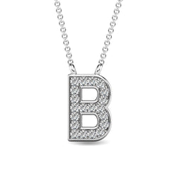 Diamond 1/20 Ct.Tw. Letter B Pendant in 10K White Gold - Larson Jewelers