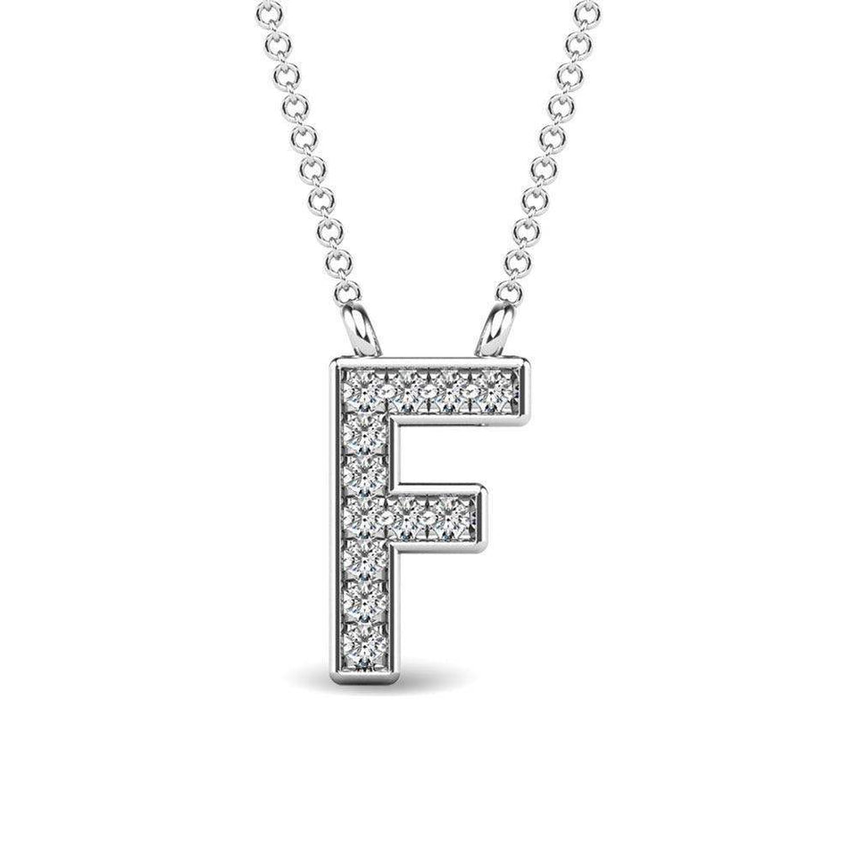 Diamond 1/20 Ct.Tw. Letter F Pendant in 10K White Gold - Larson Jewelers