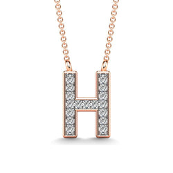 Diamond 1/20 Ct.Tw. Letter H Pendant in 10K Rose Gold - Larson Jewelers