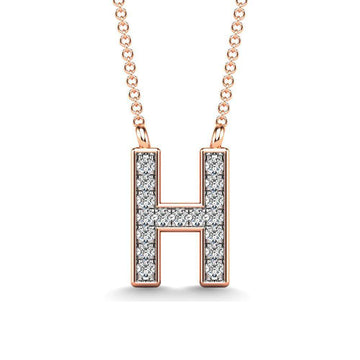 Diamond 1/20 Ct.Tw. Letter H Pendant in 10K Rose Gold - Larson Jewelers