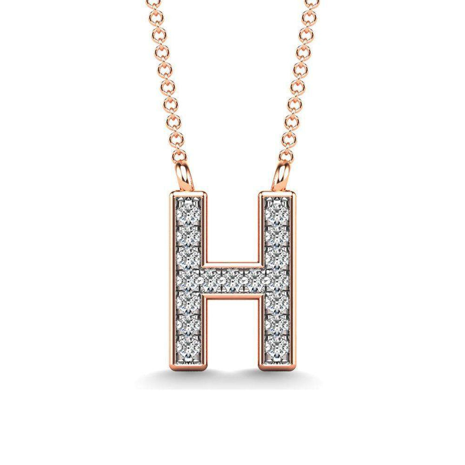 Diamond 1/20 Ct.Tw. Letter H Pendant in 10K Rose Gold - Larson Jewelers
