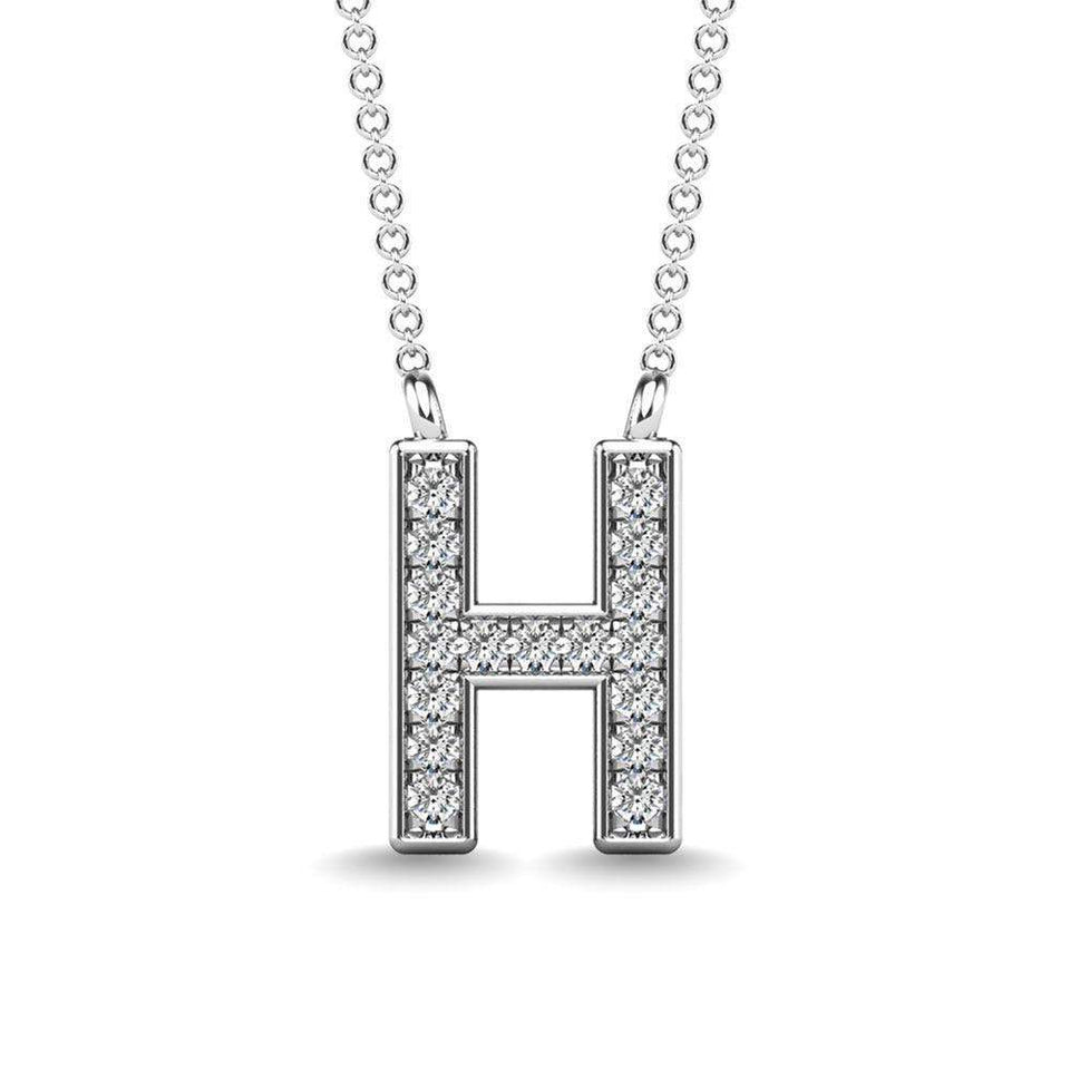Diamond 1/20 Ct.Tw. Letter H Pendant in 10K White Gold - Larson Jewelers