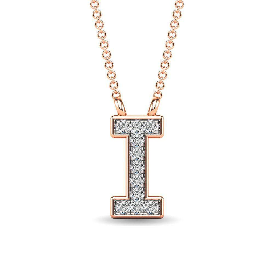 Diamond 1/20 Ct.Tw. Letter I Pendant in 10K Rose Gold - Larson Jewelers