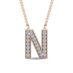 Diamond 1/20 Ct.Tw. Letter N Pendant in 10K Rose Gold - Larson Jewelers