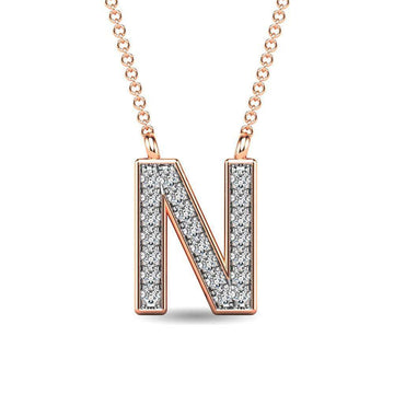 Diamond 1/20 Ct.Tw. Letter N Pendant in 10K Rose Gold - Larson Jewelers