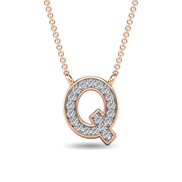 Diamond 1/20 Ct.Tw. Letter Q Pendant in 10K Rose Gold - Larson Jewelers