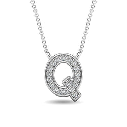 Diamond 1/20 Ct.Tw. Letter Q Pendant in 10K White Gold - Larson Jewelers