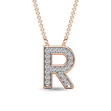 Diamond 1/20 Ct.Tw. Letter R Pendant in 10K Rose Gold - Larson Jewelers