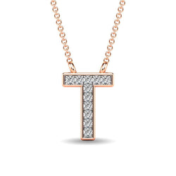 Diamond 1/20 Ct.Tw. Letter T Pendant in 10K Rose Gold - Larson Jewelers