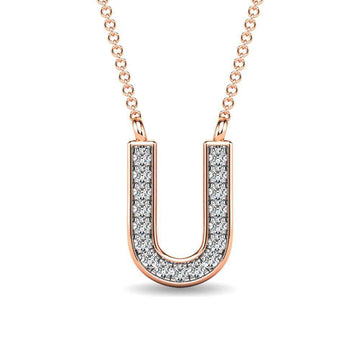 Diamond 1/20 Ct.Tw. Letter U Pendant in 10K Rose Gold - Larson Jewelers
